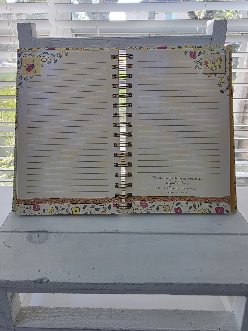 DaySpring Floral Spiral Journal with Butterfly & Ladybug Motifs - Yellow